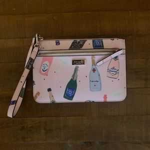 Kate Spade Pop Fizz Clink Champagne Print Wristlet